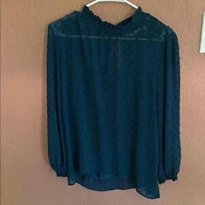 LUQ Blue Ruffled Sleeve Blouse